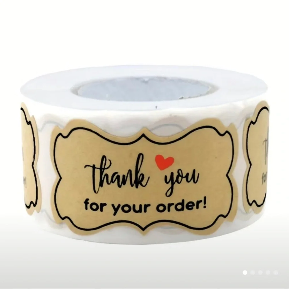 250 pc roll Kraft paper thank you for your order‎ stickers